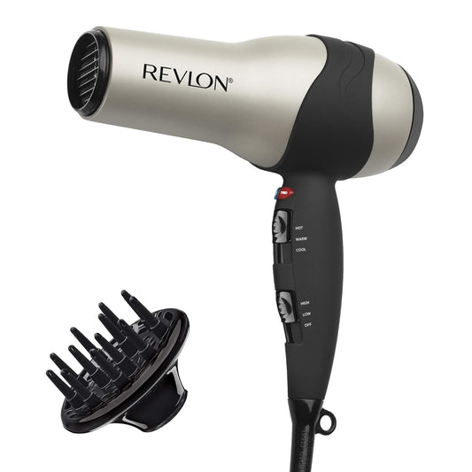 REVLON Turbo Hair Dryer with Advanced Ionic Technology, Ceramic Coating | Turbo Heat and Cold Shot Features, 1875 Watts for Fast Drying and Shine (Silver) Visit the REVLON Store